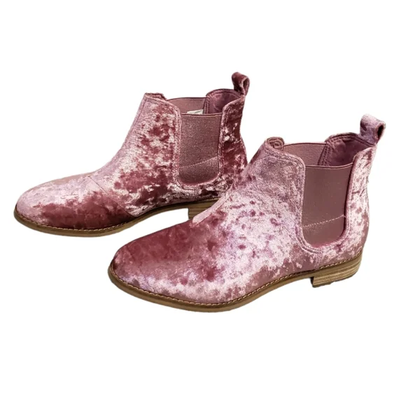 Toms Rose Velvet Chelsea Boots - Picture 3 of 6